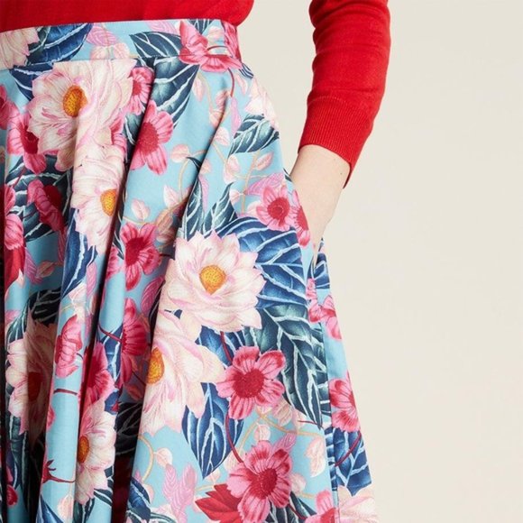 NWT Hell Bunny Nostalgic Awe A-Line Skirt Tropical - Picture 6 of 8